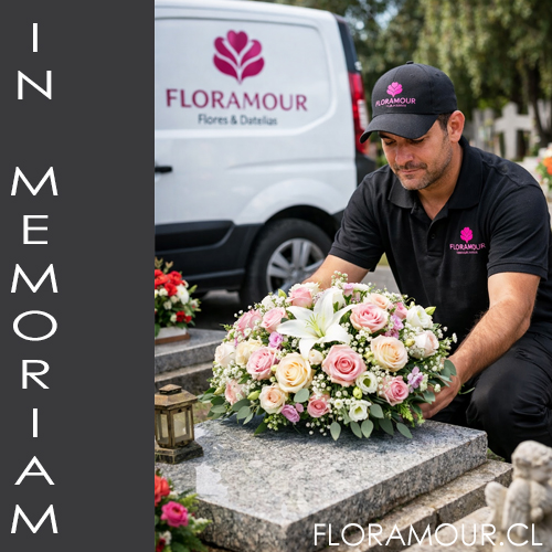 Si no puede estar presente, nosotros lo hacemos por usted.En Floramour llevamos su homenaje floral directamente a la sepultura indicada, con puntualidad, respeto y total dedicaci&oacute;n, ideal para aniversarios, cumplea&ntilde;os, fechas especiales o cuando no fue posible asistir a una despedida.&nbsp;
Encargue su arreglo en una fecha determinada o de manera permanente semanal, mensual o anual. Se recomienda realizar la orden telef&oacute;nicamente para que pueda personalizar cada entrega. Cada servicio comprende la entrega una fotograf&iacute;a para su confirmaci&oacute;n.
Ordene al Tel: +56 998705440